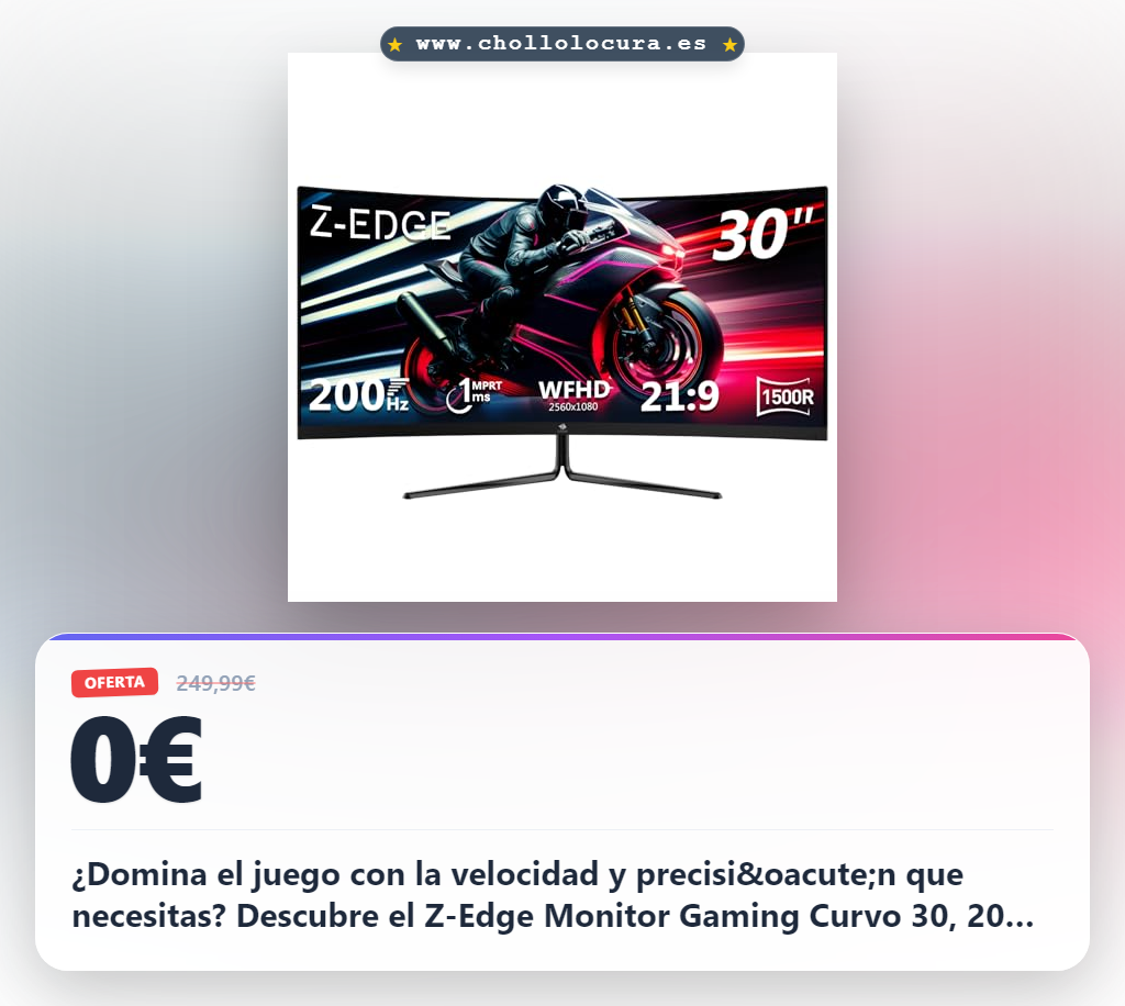 ¿Domina el juego con la velocidad y precisión que necesitas? ¡Descubre el Z-Edge Monitor Gaming Curvo 30, 200 Hz, 1ms MPRT, 2560x1080, FreeSync! - Monitores de gaming curvos para jugadores competitivos