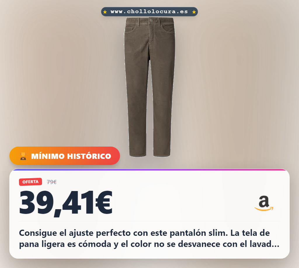 Logra el estilo perfecto con este pantalón Pepe Jeans slim de pana y cinco bolsillos en oferta histórica