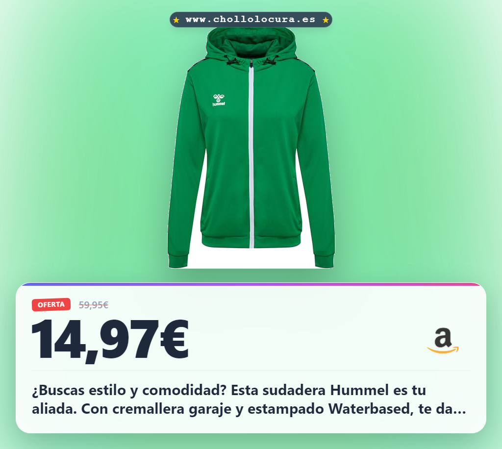 Obtén la Sudadera con Capucha Hummel para Mujer de HmLautc Pl Zip con cremallera garaje al mejor precio