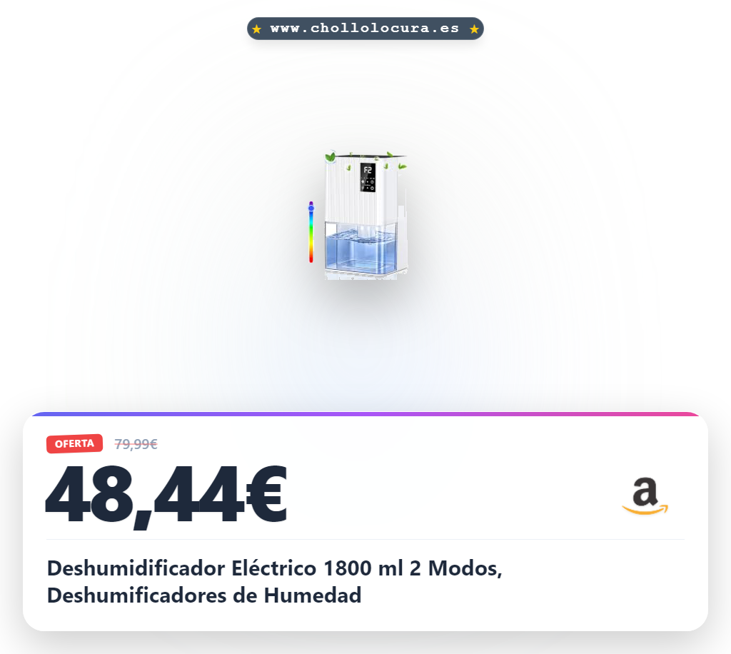 Deshumidificador Eléctrico 1800 ml 2 Modos, Deshumificadores de Humedad