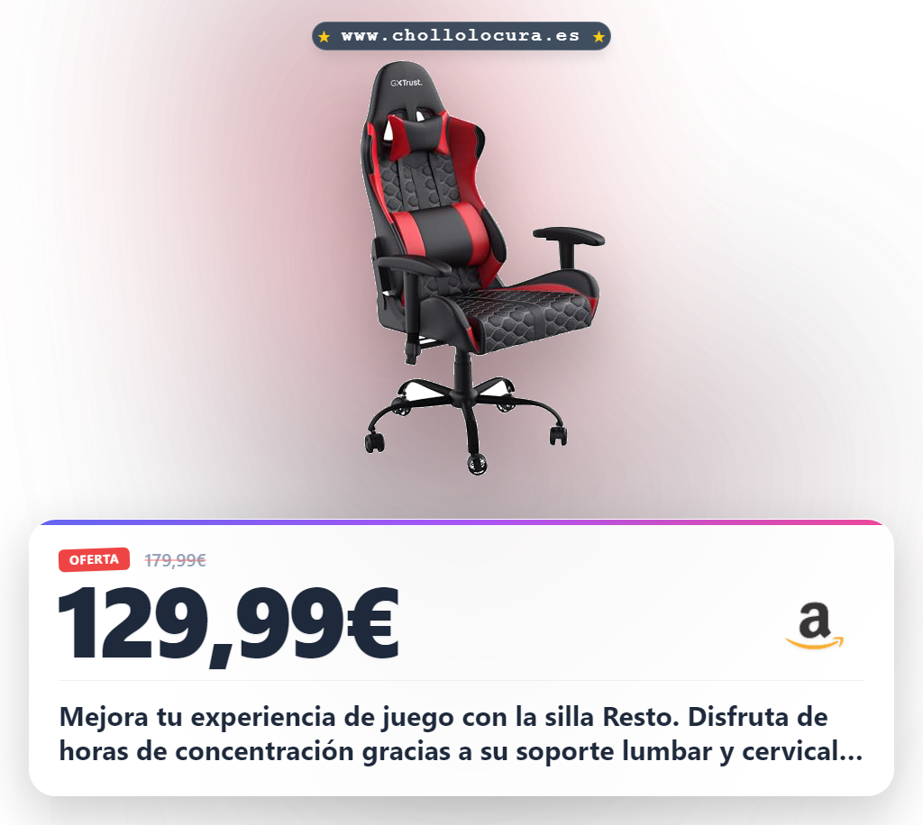 Consigue la silla gaming GXTrust Resto roja con soporte lumbar y 360° al mejor precio de chollo