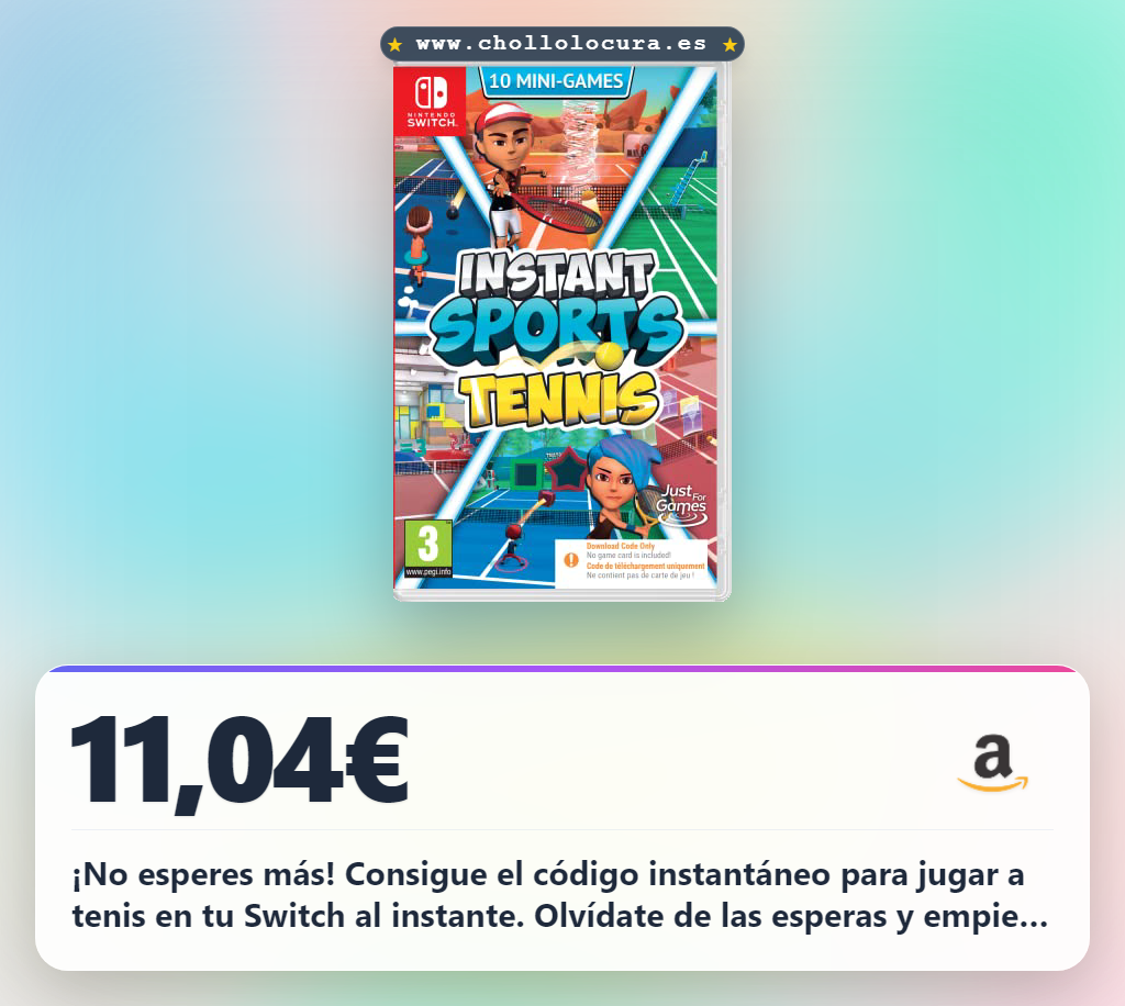 Aprovecha el código Instant Sports Tennis para Nintendo Switch y disfruta del juego al instante.