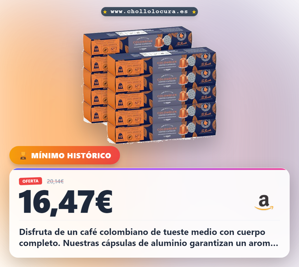 Aprovecha 100 cápsulas de aluminio de café colombiano con certificación Rainforest Alliance al mejor precio