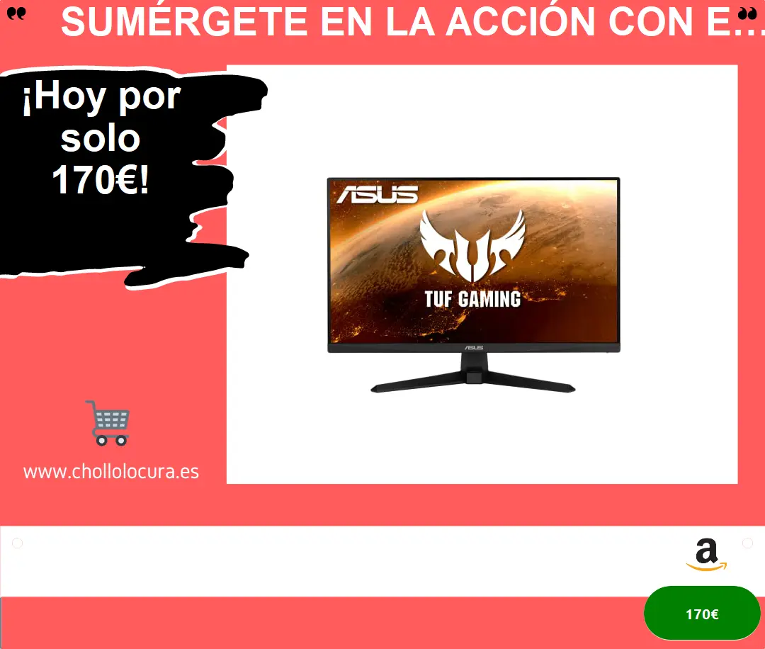 Sumérgete en la acción con el ASUS VG247Q1A, el monitor gaming de 23.8" Full HD con una velocidad de actualización de 165 Hz y tecnologías avanzadas