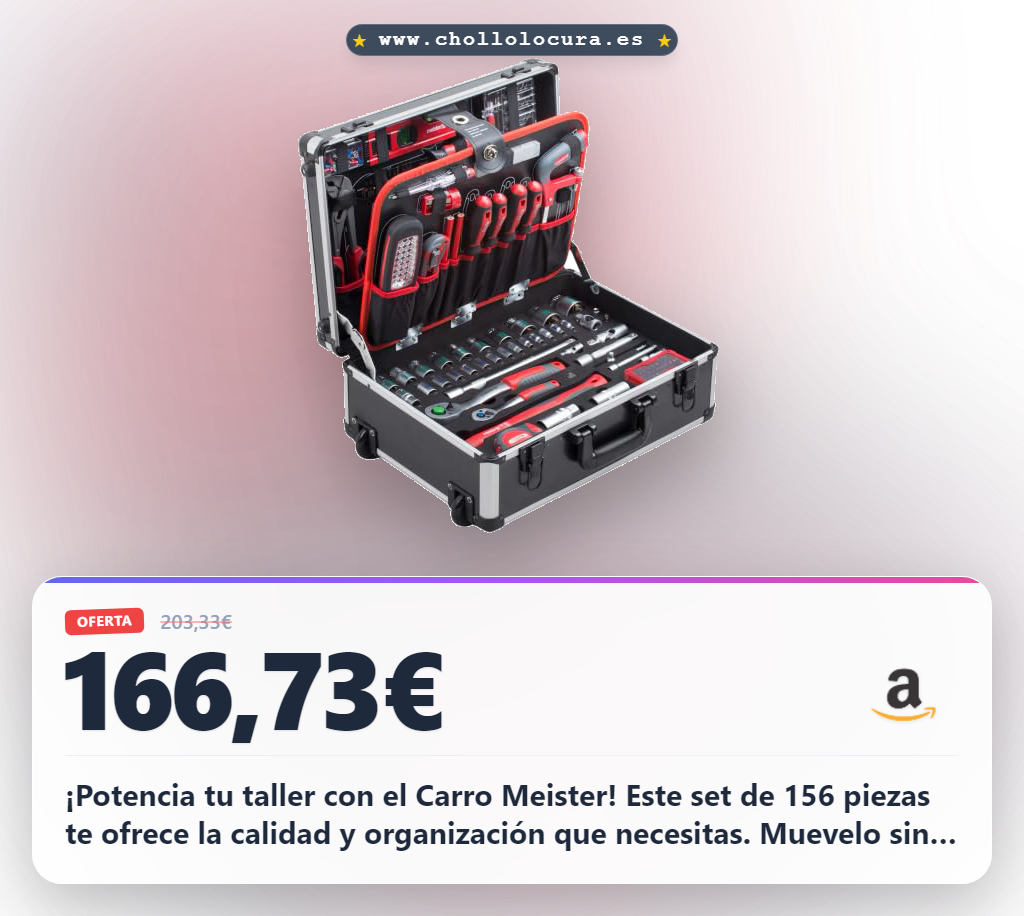 Consigue el Carro de Herramientas Meister 156 piezas, set completo para bricolaje en oferta histórica