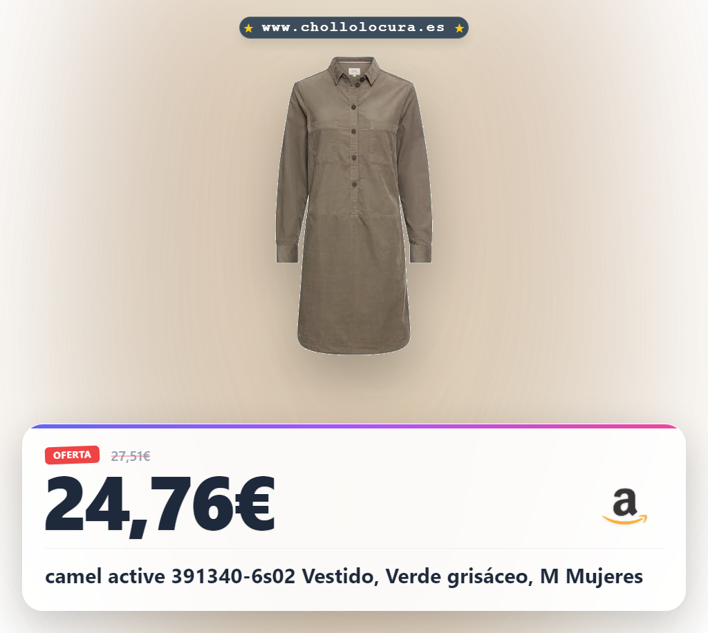 Obtén el vestido moderno Camel Active verde grisáceo talla M al mejor precio de moda