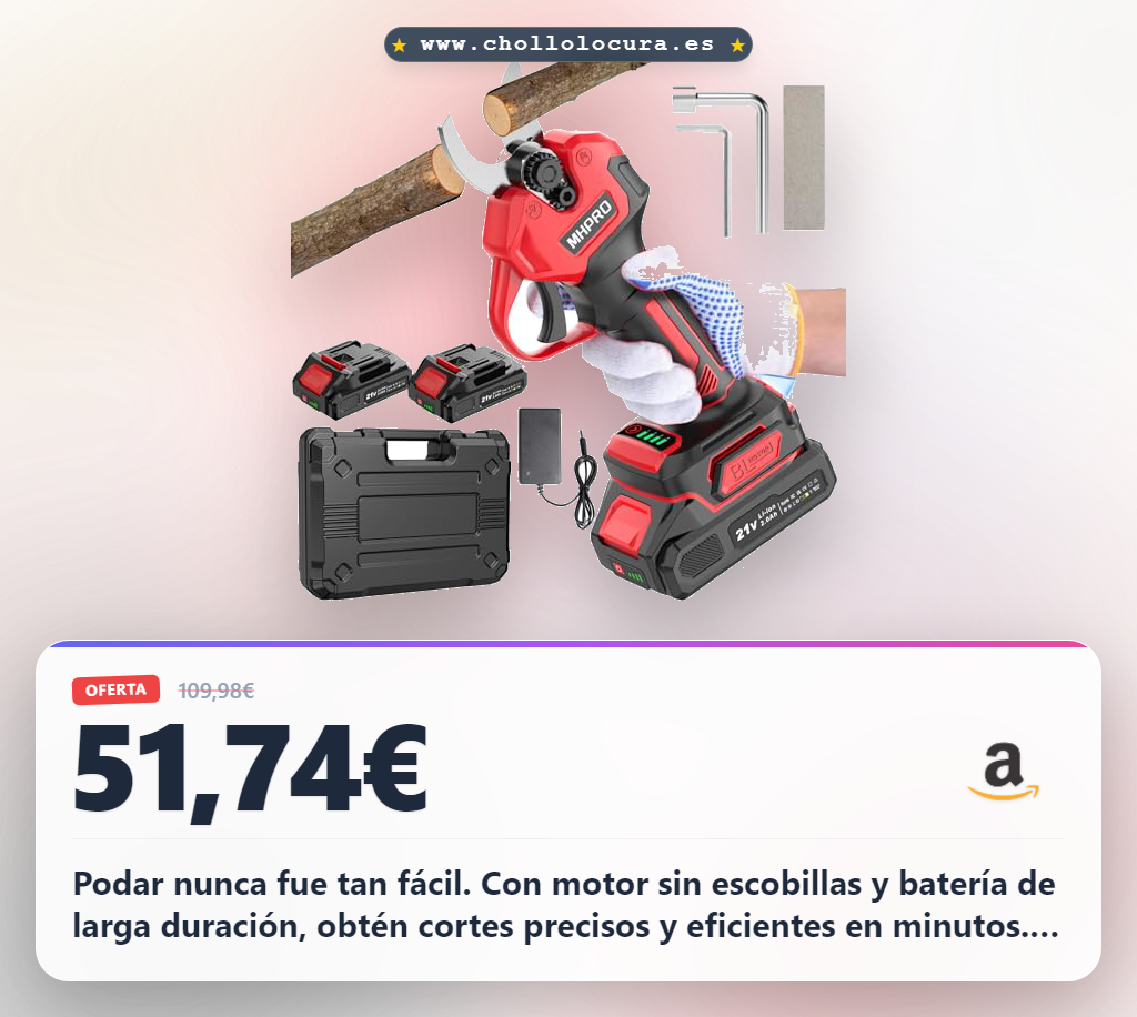 Aprovecha tijeras de podar eléctricas MHPRO sin escobillas con batería para jardinería y huerto al mejor precio