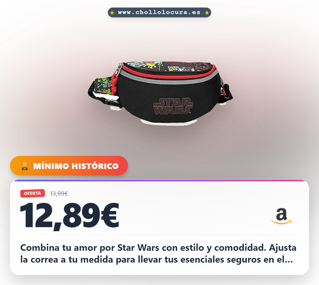 Encuentra la Riñonera Star Wars Galactic Team Negra con correa ajustable y bolsillo de cremallera a precio de chollo.
