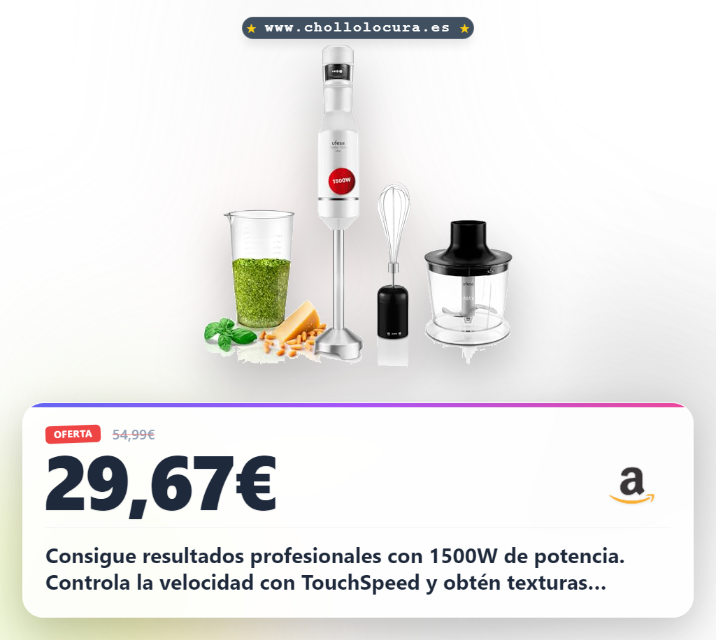 Disfruta la batidora de mano Stellar Max 1500W con pantalla digital y accesorios ergonómicos al mejor precio