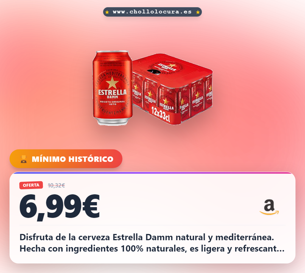 Disfruta la cerveza Estrella Damm natural y Mediterránea con ingredientes 100% naturales en oferta
