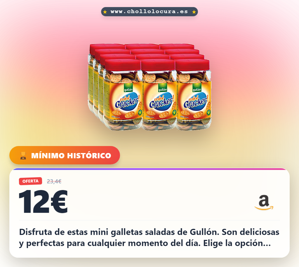 Disfruta de estas mini galletas saladas de Gullón. Son deliciosas y perfectas para cualquier momento del día. Elige la opción saludable con aceite de girasol alto oleico y sin aceite de palma. ¡12 unidades para compartir o disfrutar solo!