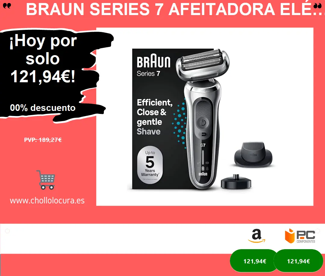 Braun Series 7 Afeitadora Eléctrica Hombre, Máquina de Afeitar Barba con Accesorio de Recortadora de Precisión, Base de Carga, uso en Seco y en Mojado, Recargable, Inalámbrica, 71-S4200cs, Plata