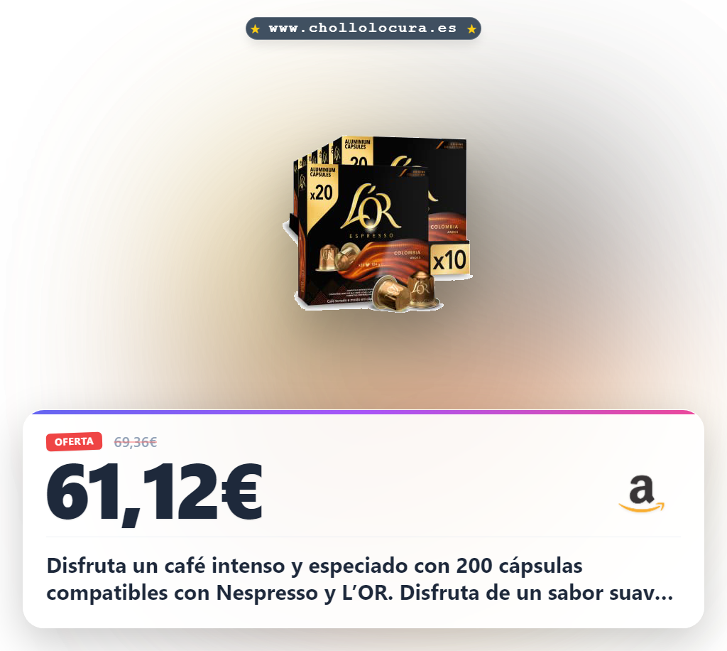Aprovecha 200 cápsulas de café intenso y especiado compatibles con Nespresso y L'OR en oferta