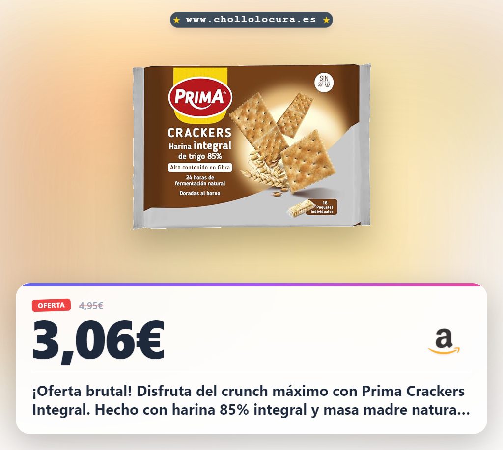 Aprovecha los Crackers Integral Prima 500g con masa madre y semillas.