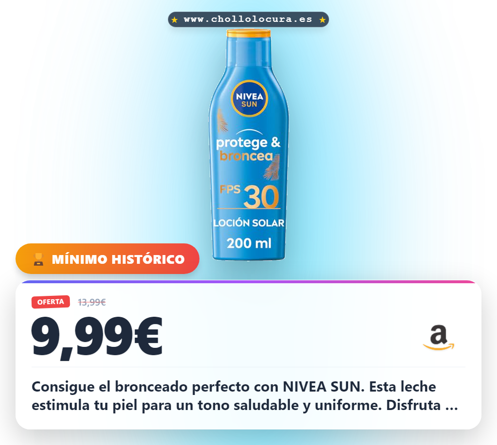 Consigue la leche solar NIVEA SUN activadora del bronceado FP30. Bronceado saludable y protección avanzada al mejor precio