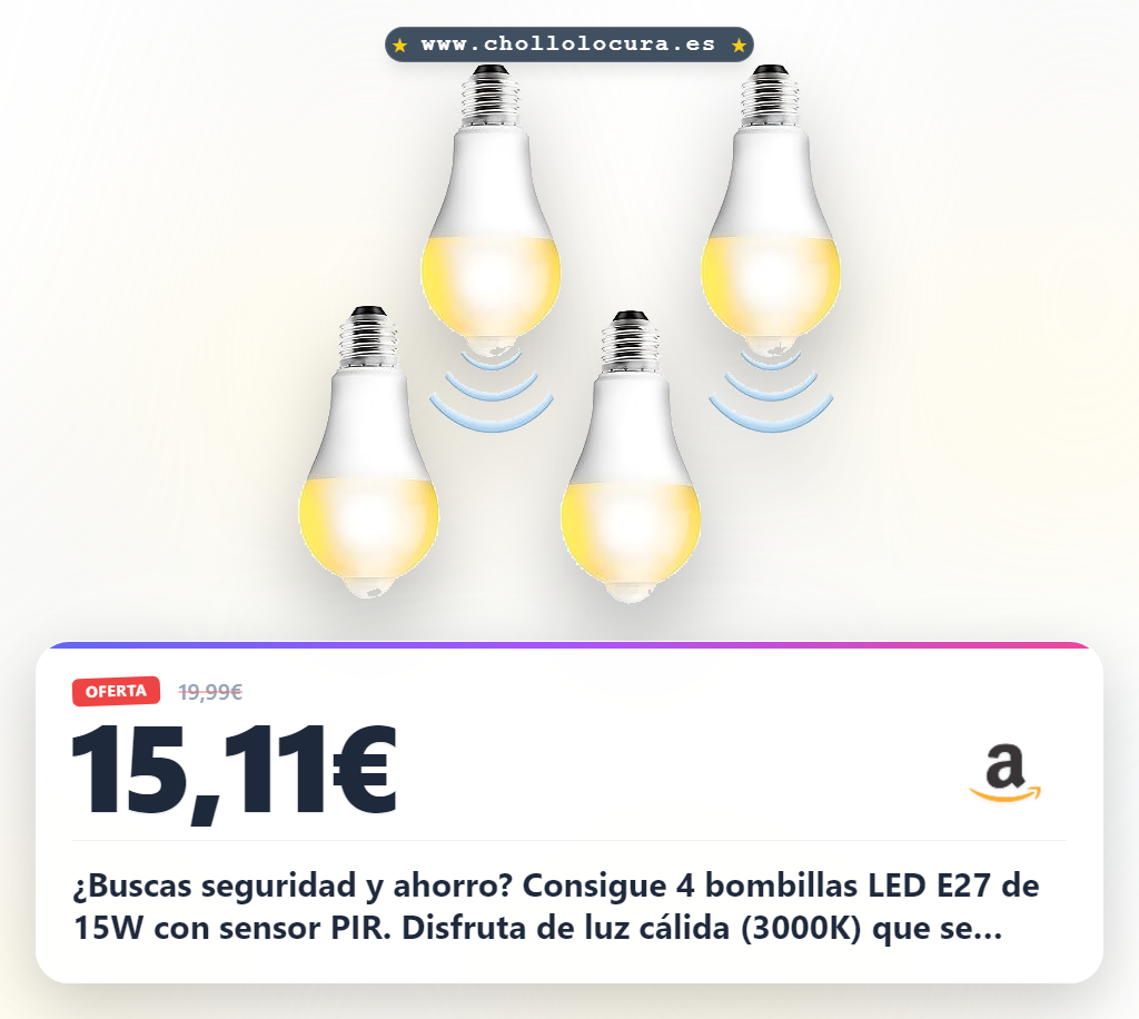 Aprovecha bombillas LED E27 con detector de movimiento PIR para pasillo y garaje al mejor precio