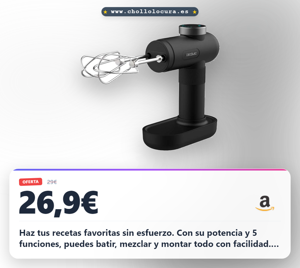 Aprovecha la batidora de varillas portátil Cecotec con batería recargable y función turbo al mejor precio