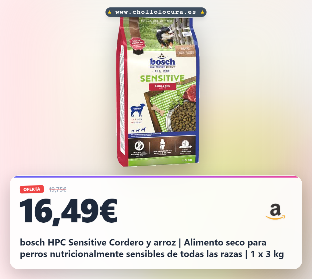 Logra la salud de tu mascota con Bosch HPC Sensitive Cordero y arroz sin gluten al mejor precio