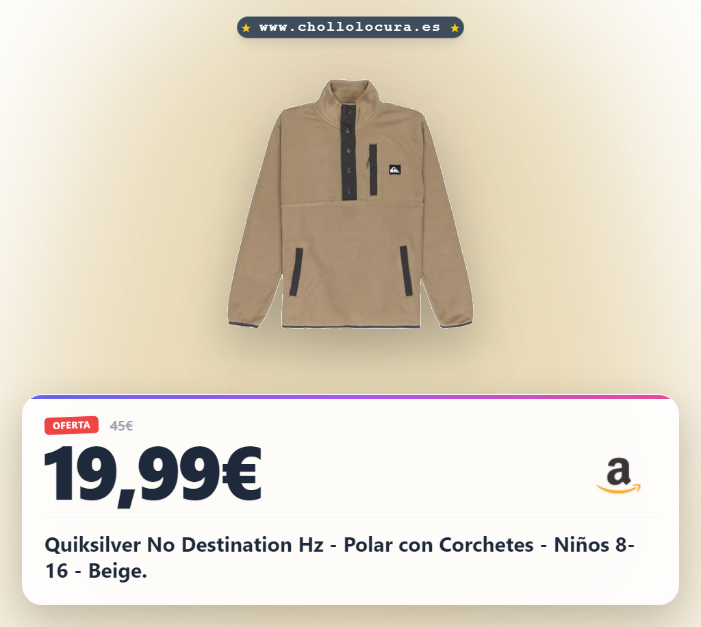 Quiksilver No Destination Hz - Polar con Corchetes - Niños 8-16 - Beige.