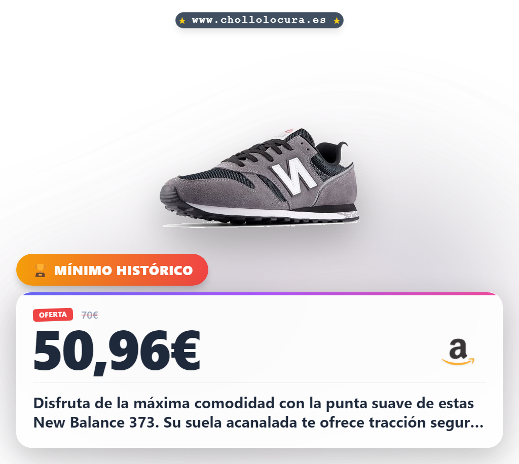 Disfruta de la máxima comodidad con la punta suave de estas New Balance 373. Su suela acanalada te ofrece tracción segura en cada paso. Además, el contrafuerte reforzado garantiza la estabilidad que buscas. ¡Consíguelas al mejor precio!