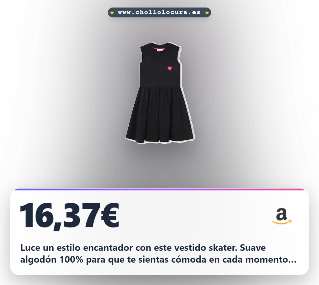Aprovecha este vestido skater de algodón para niña de 14 años con insignia bordada al mejor precio
