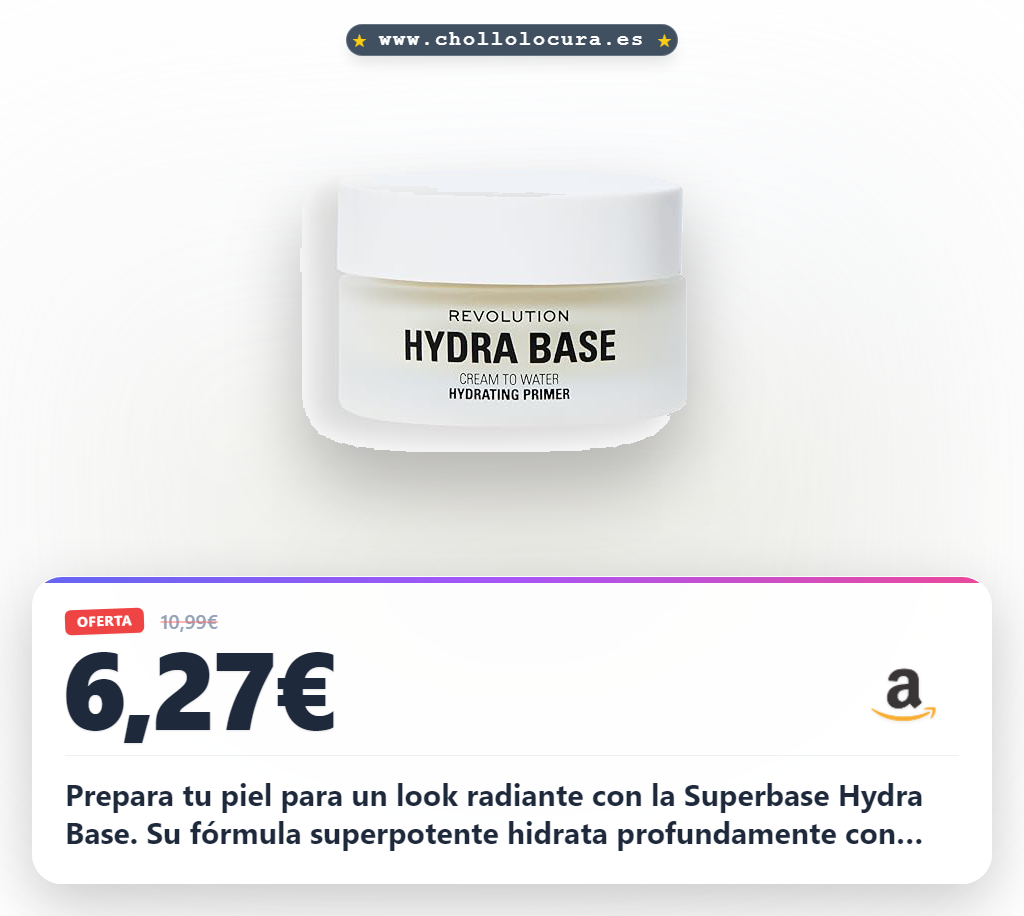 Aprovecha la prebase hidratante Revolution Superbase. Fórmula vegana y cruelty-free.