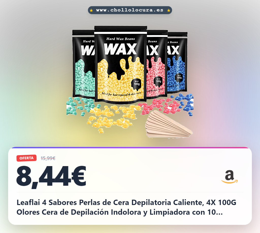 Leaflai 4 Sabores Perlas de Cera Depilatoria Caliente, 4X 100G Olores Cera de Depilación Indolora y Limpiadora con 10 Aplicadores, Suave Para Cuerpo Entero, Cara, Axilas, Bikini, Hollywood