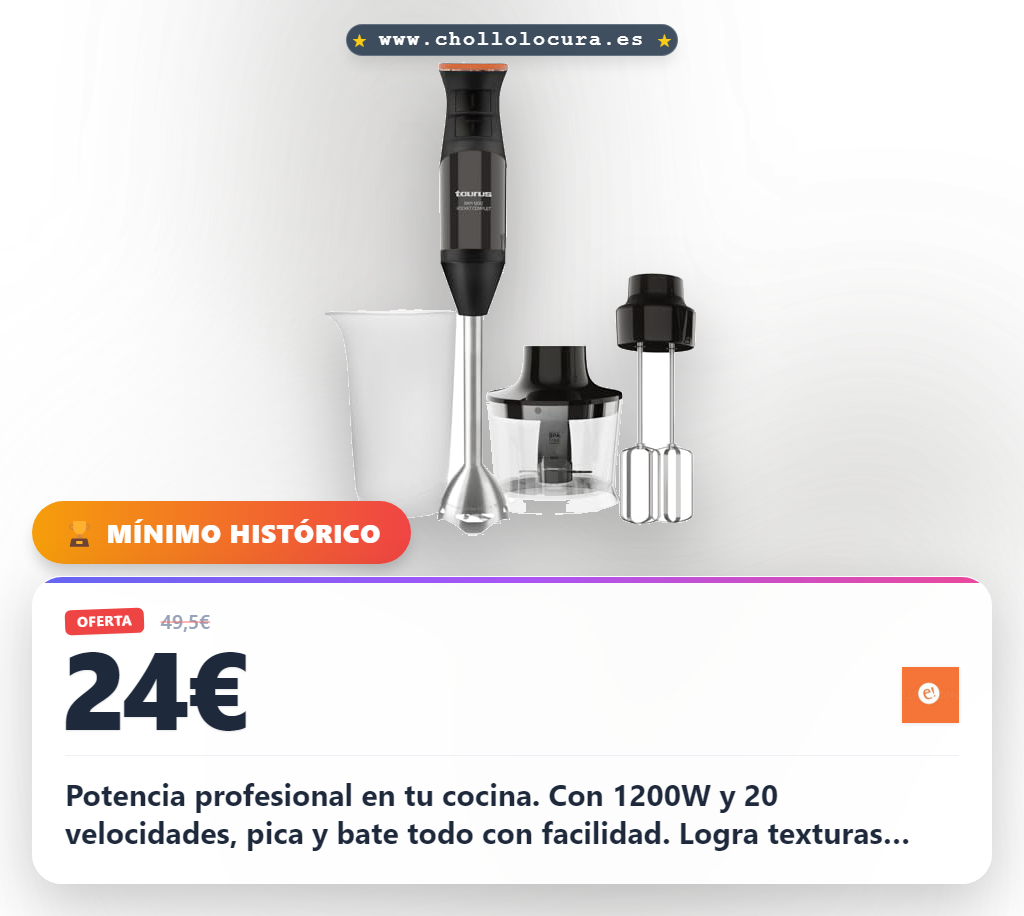Adquiere batidora profesional 1200W con 20 velocidades y turbo al mejor precio