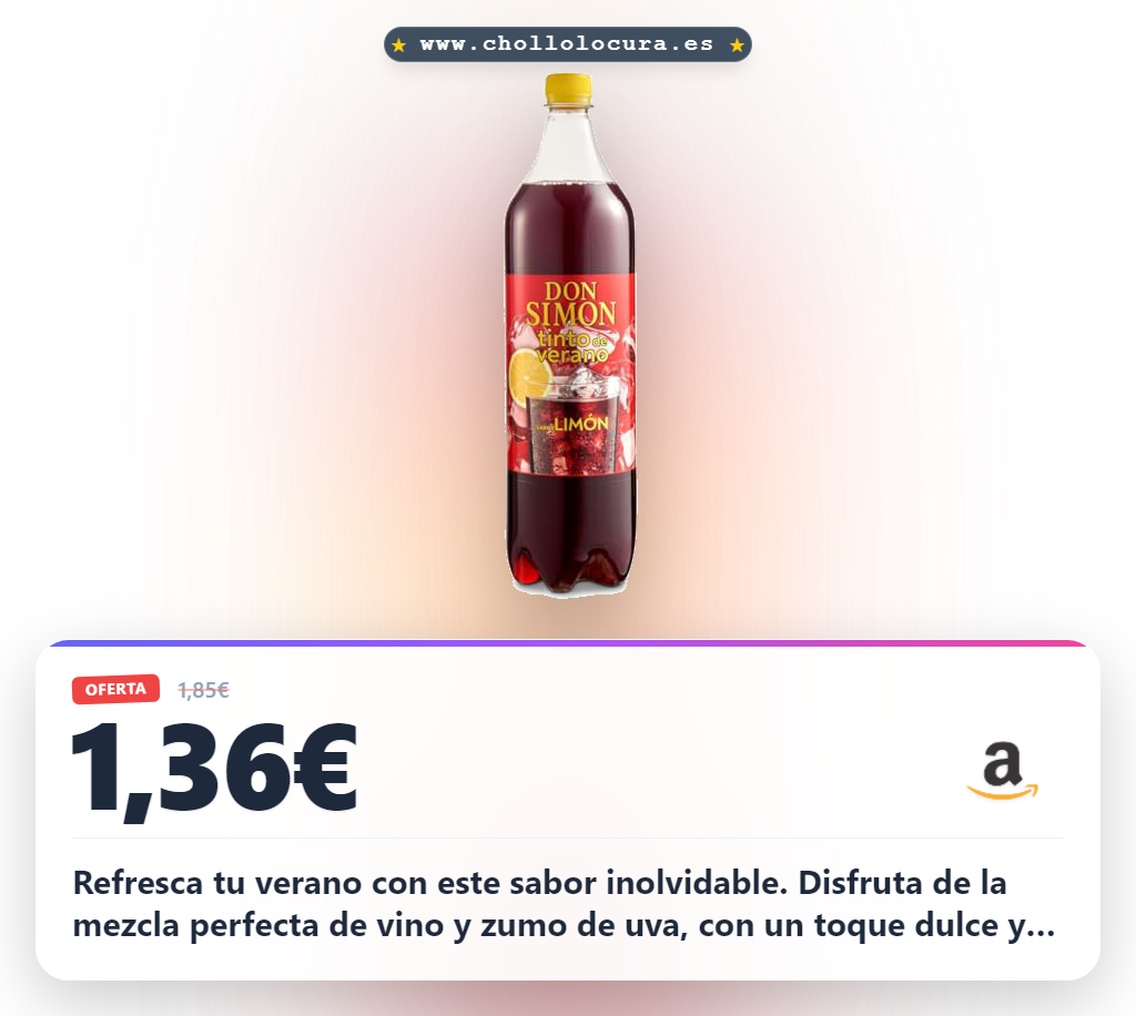 Aprovecha el Tinto de Verano Limón 1.5L refrescante con sabor a uva y limón al mejor precio