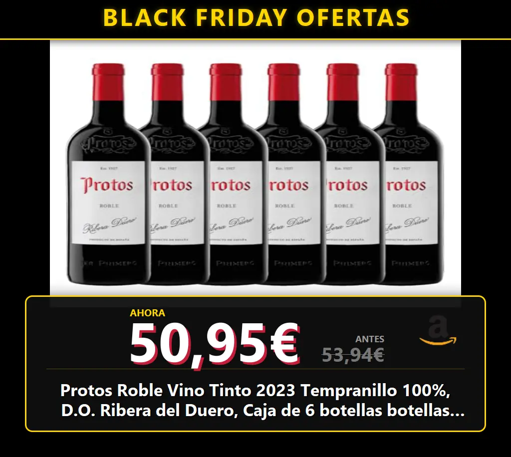 Protos Roble Vino Tinto 2023 Tempranillo 100%, D.O. Ribera del Duero, Caja de 6 botellas botellas 75cl