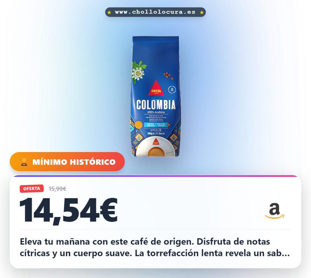 Aprovecha este café en grano colombiano con notas cítricas y aterciopeladas al mejor precio de Delta Cafés