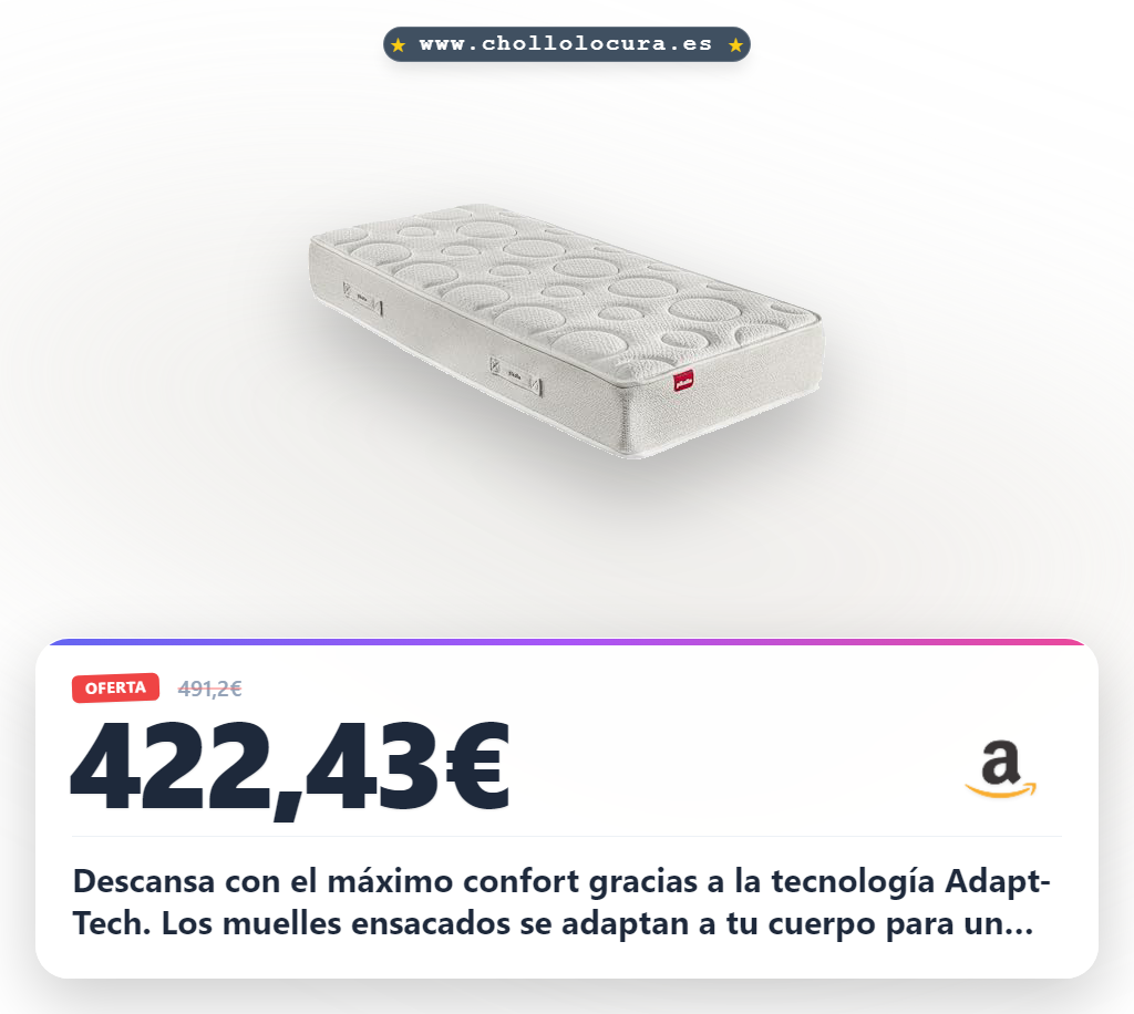 Aprovecha el colchón viscoelástico premium 90x190 cm con muelles ensacados y triple barrera higiénica al mejor precio