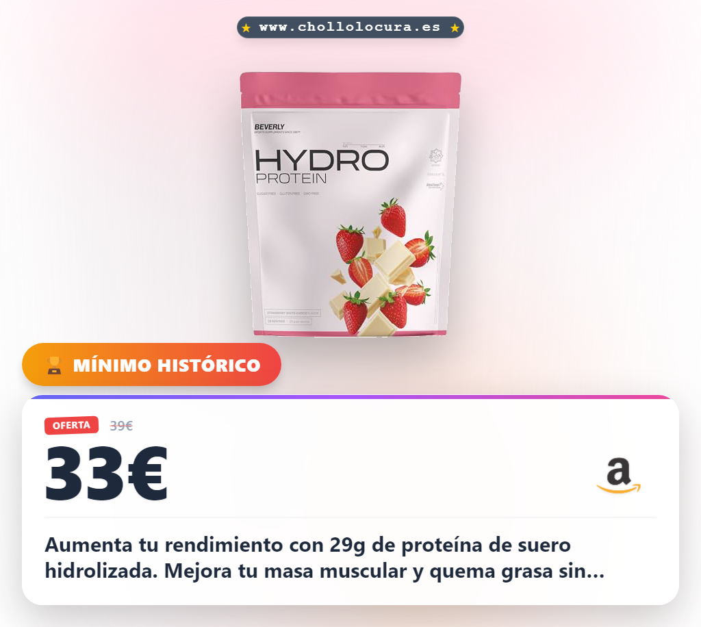 Aprovecha la proteína Beverly 29g sin gluten ni lactosa. Sabor chocolate blanco fresa para máximo rendimiento.