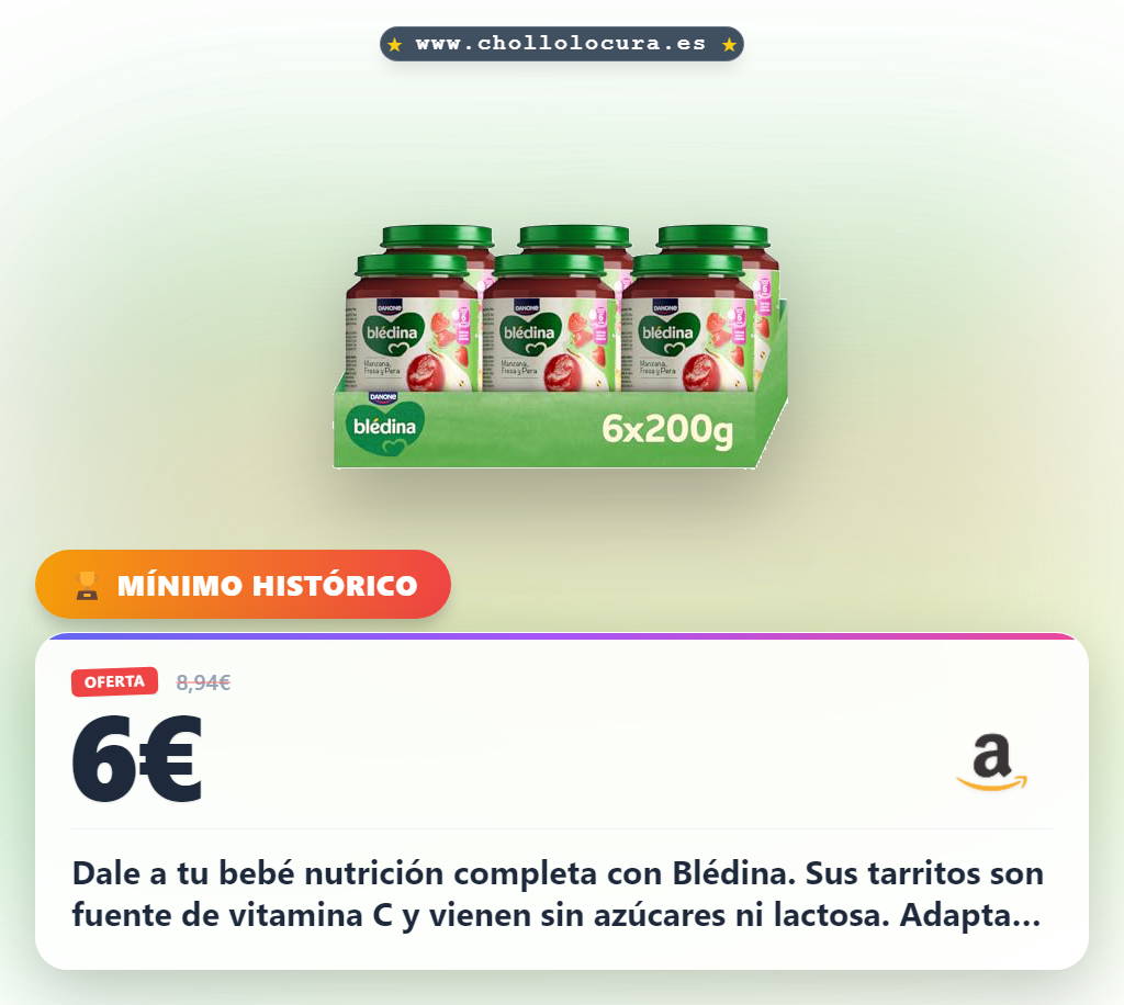 Disfruta los tarritos de manzana fresa y pera Blédina con Vitamina C y sin lactosa al mejor precio para tu bebé.