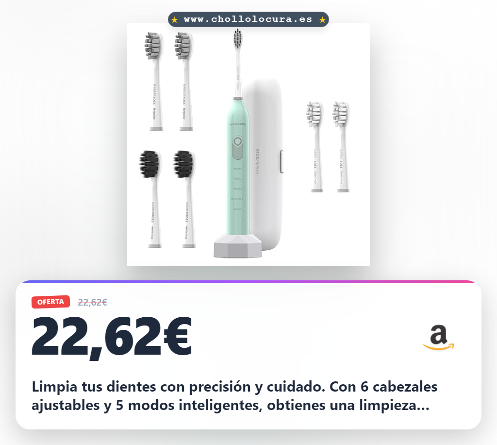 Aprovecha el cepillo de dientes eléctrico sónico para adultos con 6 cabezales y 5 modos de limpieza al mejor precio