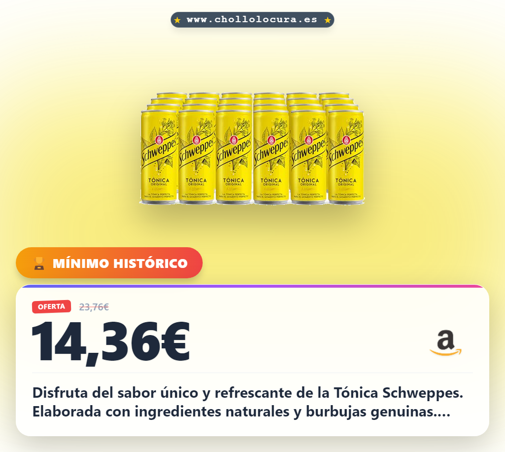 Aprovecha la tónica Schweppes original con sabor amargo y burbujas naturales en oferta