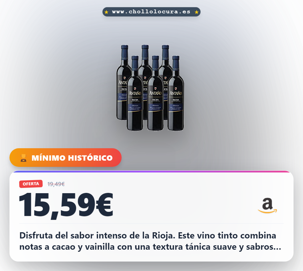 Aprovecha este Vino Tinto Rioja de Tempranillo en oferta con sabor a cacao y vainilla al mejor precio