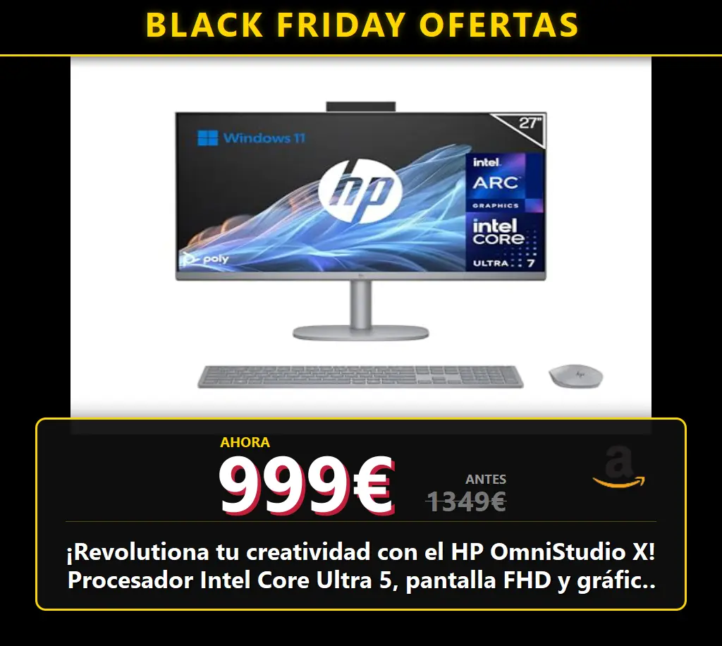 ¡Revolutiona tu creatividad con el HP OmniStudio X! Procesador Intel Core Ultra 5, pantalla FHD y gráfica Intel Arc para un rendimiento sin igual.