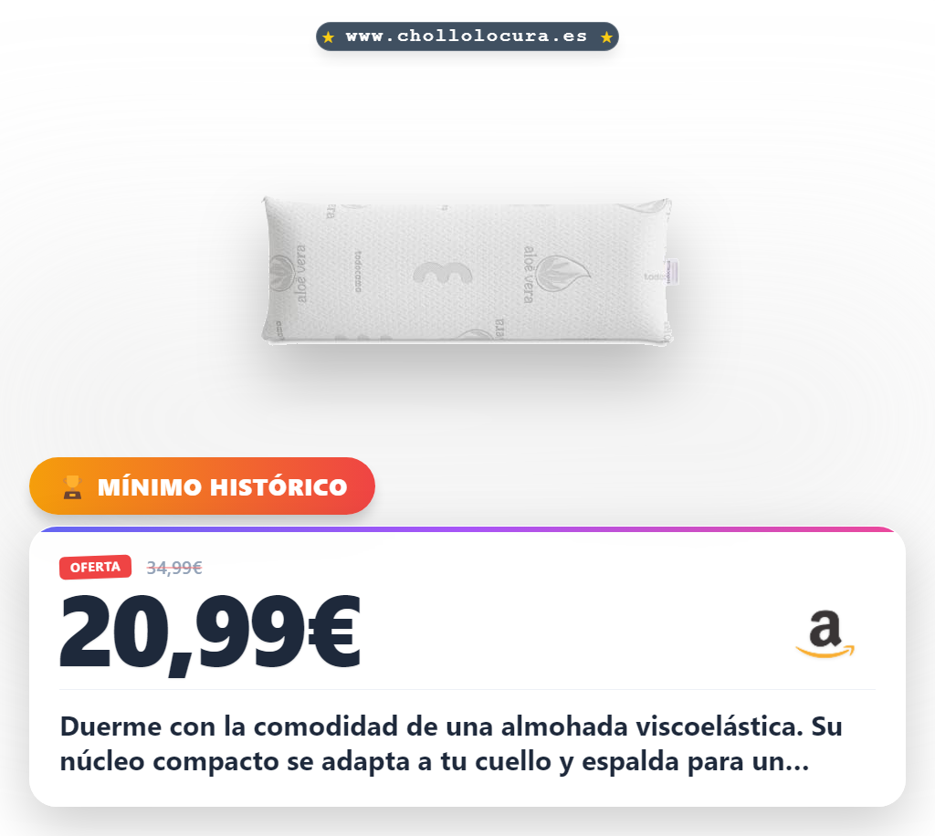 Consigue Almohada Viscoelástica Aloe Vera con núcleo compacto para cervicales y cuello en oferta
