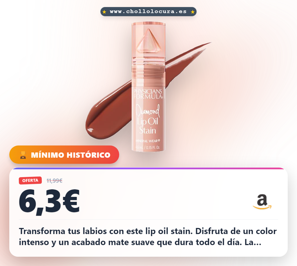 Disfruta el brillo duradero de Physicians Formula Lip Oil Stain con acabado mate suave y diamantes encapsulados a precio de chollo