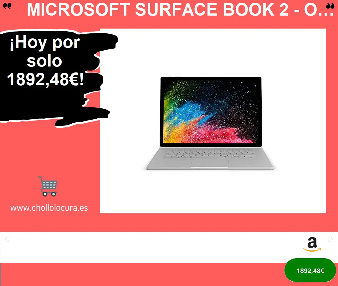Microsoft Surface Book 2 - Ordenador portátil convertible táctil 13.5'' (Intel Core i7-8650U, 16GB RAM, 512GB SSD, Nvidia GeForce GTX1050-2GB, Windows 10 Pro) Plata - Teclado QWERTY Español