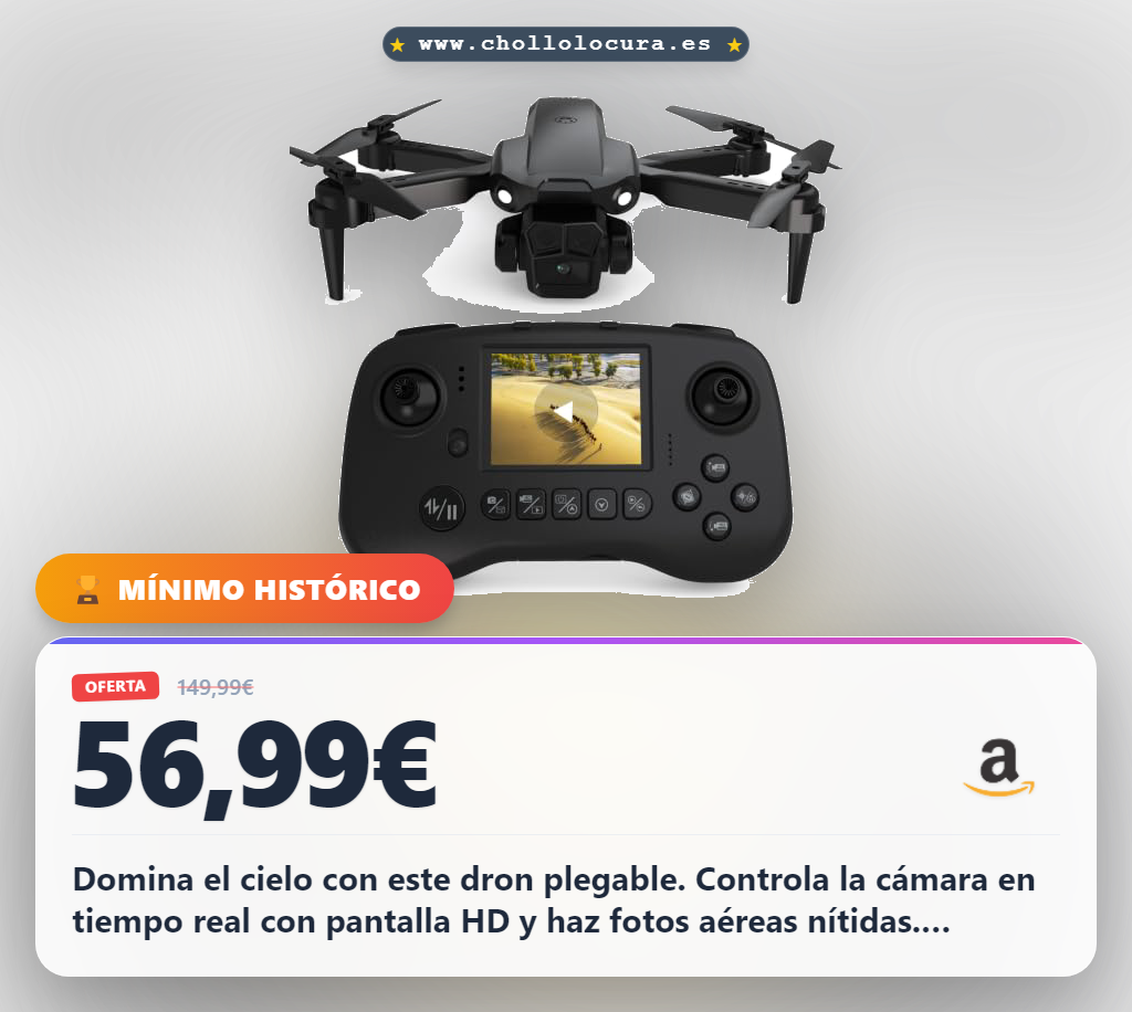 Consigue este dron plegable con cámara 1080P y pantalla FPV para principiantes a precio de chollo