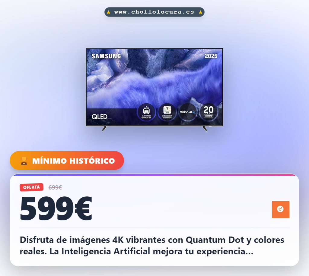 Aprovecha este Samsung TV 75 QLED 4K con IA y Quantum Dot en oferta: disfruta de TV Plus gratis