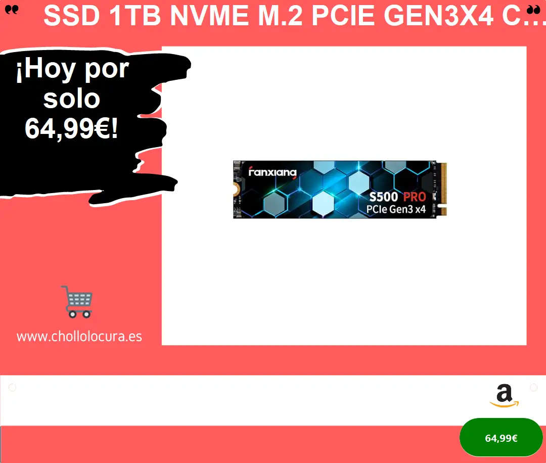 SSD 1TB NVMe M.2 PCIe Gen3x4 con tecnología de grafeno para un rendimiento óptimo
