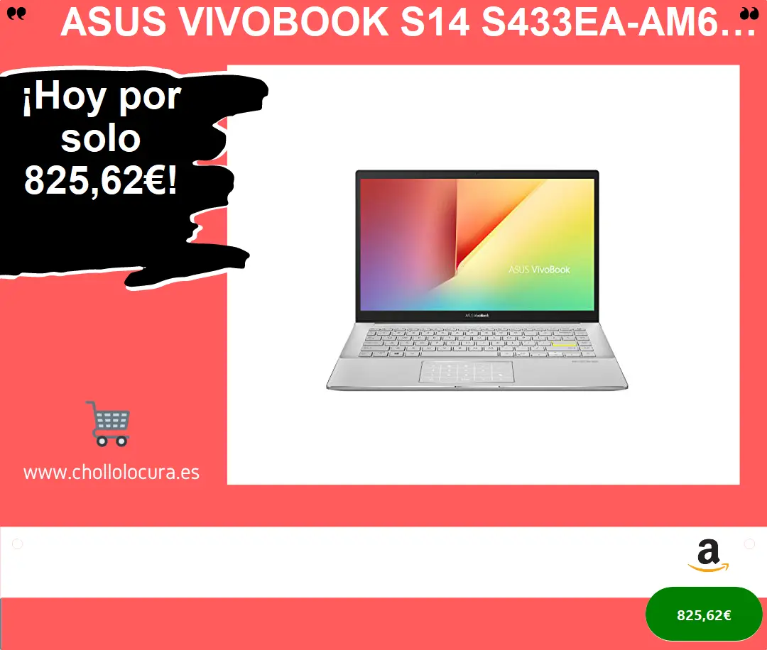 ASUS VivoBook S14 S433EA-AM612T - Ordenador Portátil de 14" Full HD (Intel Core i7-1165G7, 16GB RAM, 512GB SSD, Intel Iris Xe Graphics, Windows 10 Home) Blanco Sueño-Teclado QWERTY español