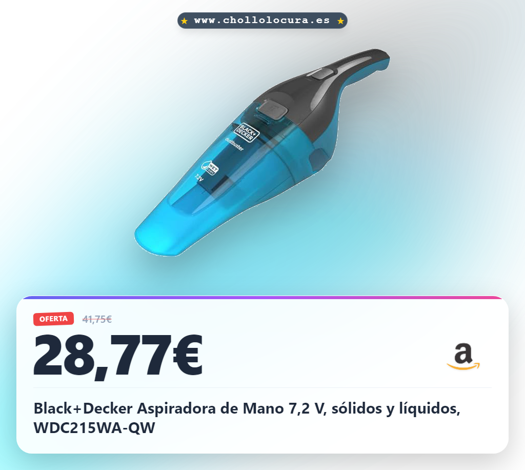 Black+Decker Aspiradora de Mano 7,2 V, sólidos y líquidos, WDC215WA-QW