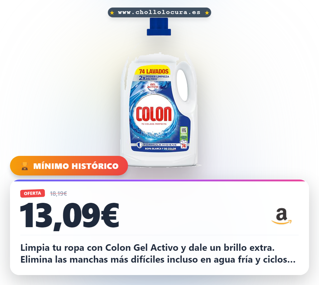Aprovecha el Colon Gel Activo para quitar manchas y dar luminosidad a tu ropa en oferta histórica