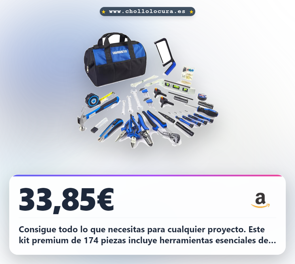 Llévate el kit de herramientas URASISTO premium de 174 piezas con todas las herramientas esenciales al mejor precio.