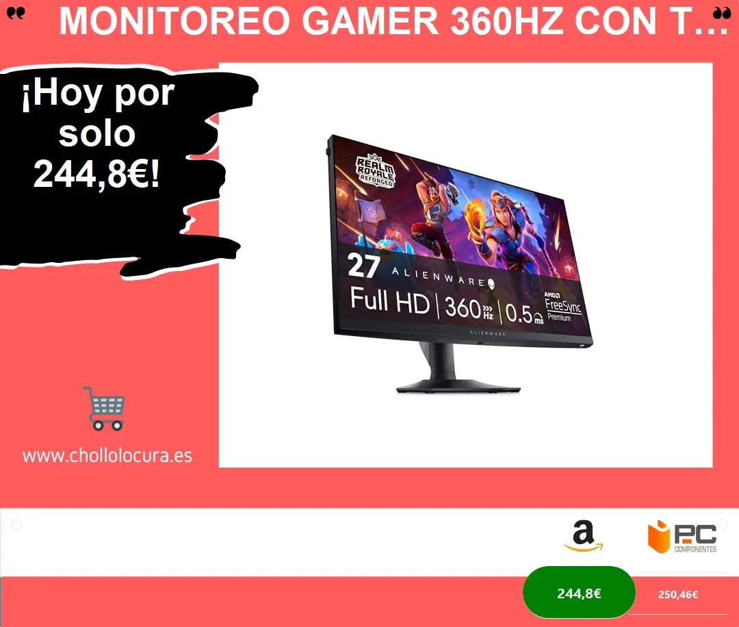 Monitoreo Gamer 360Hz con tecnología FreeSync Premium