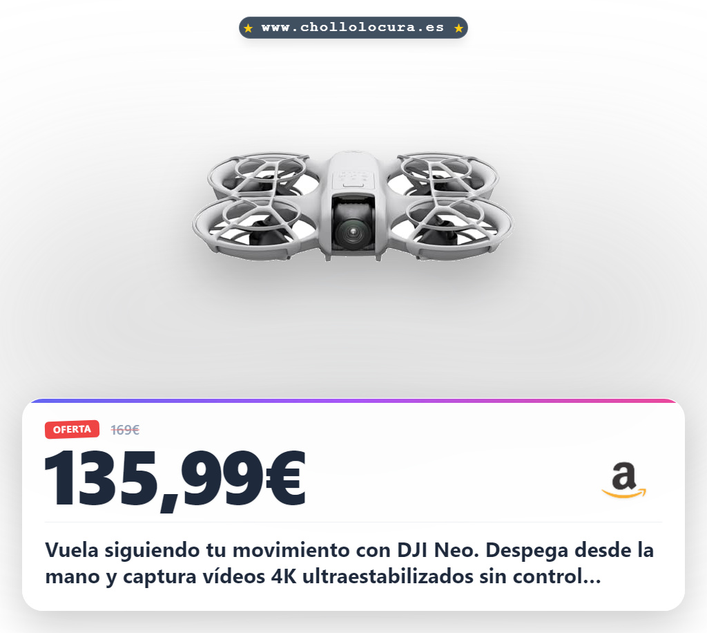 Consigue el dron DJI Neo 4K mini de 135g con seguimiento y QuickShots al mejor precio en oferta